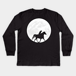 Horseback Riding in Fullmoon Kids Long Sleeve T-Shirt